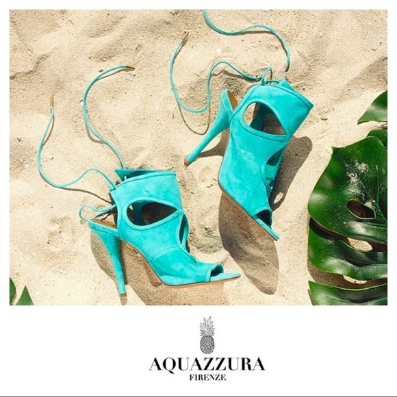 Aquazzura Signature Sandal, SEXY THING in Vivid Aqua. - Picture 1 of 5